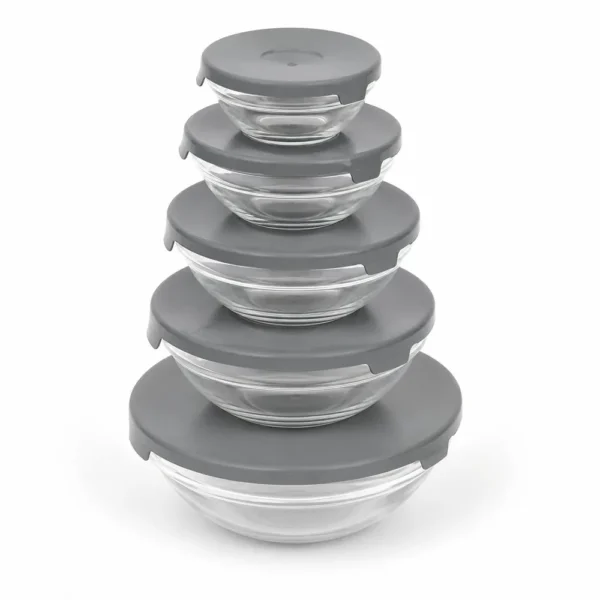 Conjunto 5 Potes de Vidro Com Tampa - Sortido - 5