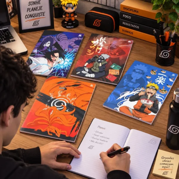 10458-1 Caderno Naruto Shippuden Sem Arame 60 Folhas com Figurinha