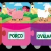 10619-1 Quebra-Cabeça Bilíngue Animais da Fazenda 20 Peças