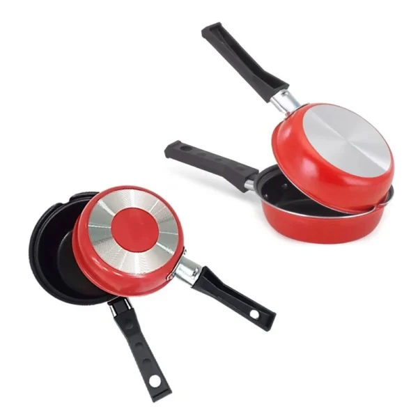 Frigideira Dupla Hamburgueira e Omeleteira Antiaderente 14cm Vermelha