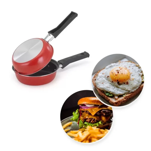 10735-3 Frigideira Dupla Hamburgueira e Omeleteira Antiaderente 14cm Vermelha - 3
