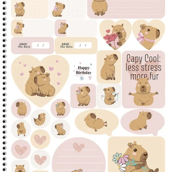Caderno universitário Espiral 1 matéria Capivara com 80 Folhas - Sortido