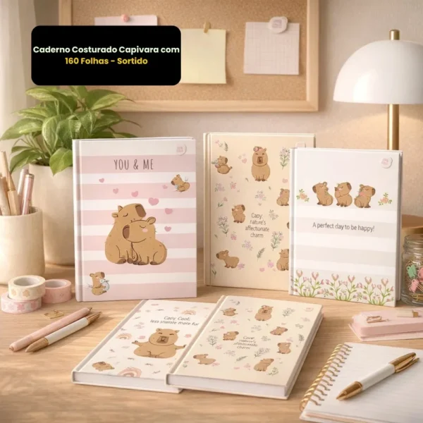 Caderno Costurado Capivara com 160 Folhas - Sortido - 7