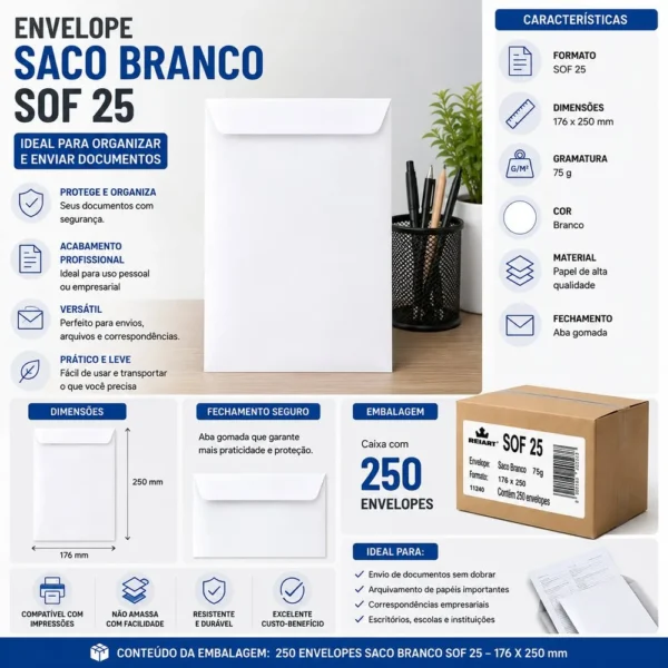 Caixa com 250 Envelopes