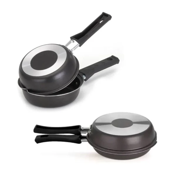 11991-2 Frigideira Dupla Hamburgueira e Omeleteira Antiaderente 14 cm Preto - 2