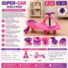 14051-2 Carrinho Infantil Super Car Giratório - Rosa