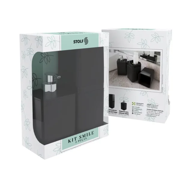 Kit Porta Escova e Dispenser para Sabonete - Preta - 2
