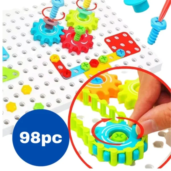 Kit Ferramenta Infantil Quebra Cabeça Engrenagem 98pc - 4