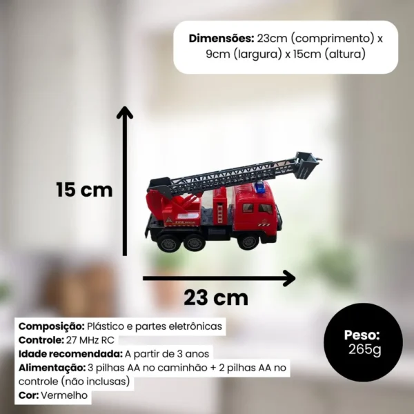 Caminhão de Bombeiro com Controle Remoto - Vermelho - 5