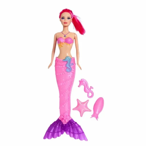 Boneca Princesa Sereia Infantil Com Luz Som e Acessórios - 2