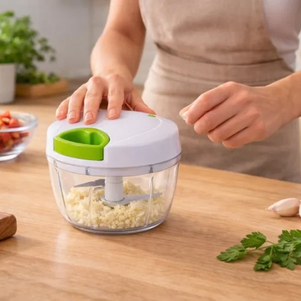 Processador De Alimentos Manual 500ml 3 Lâminas Corda Retrátil