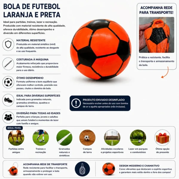 1929-5 Bola De Vinil Futebol Infantil Macia Para Brincadeiras E Lazer - 5