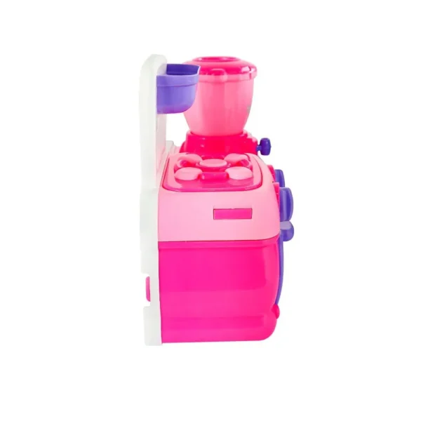221-JXP-1 Mini Cozinha Rosa com Fogão, Forno, Liquidificador, Espátula e Outros Acessórios