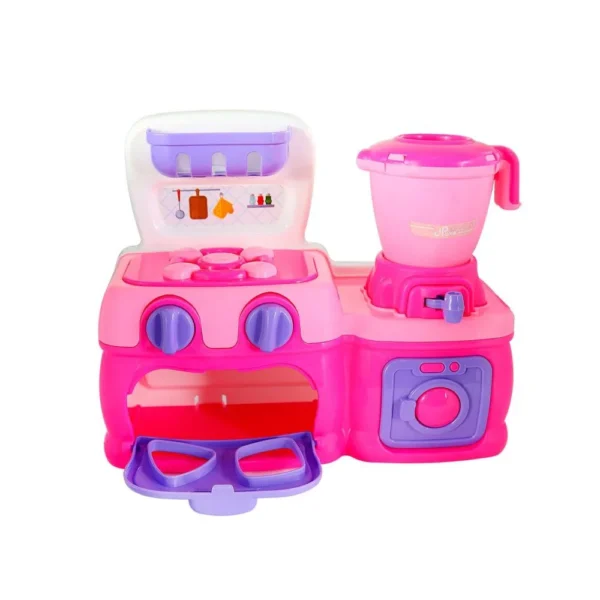 221-JXP-4 Mini Cozinha Rosa com Fogão, Forno, Liquidificador, Espátula e Outros Acessórios - 4