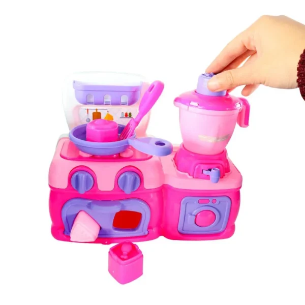 221-JXP-7 Mini Cozinha Rosa com Fogão, Forno, Liquidificador, Espátula e Outros Acessórios - 7