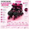 Patins Inline Ajustável Brinquedo Rodinhas Rosa
