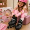 Patins Inline Ajustável Brinquedo Rodinhas Preto