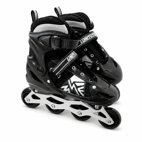 Patins Inline Ajustável Brinquedo Rodinhas Preto