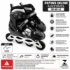 Patins Inline Ajustável Brinquedo Rodinhas Preto