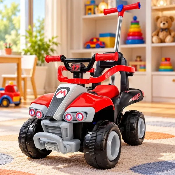3007-1 Quadriciclo Elétrico Brinquedo Infantil Com Empurrador Passeio Infantil - Vermelho