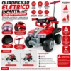 3007-4 Quadriciclo Elétrico Brinquedo Infantil Com Empurrador Passeio Infantil - Vermelho