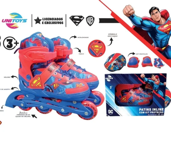 3012-11 Kit Patins com Acessórios de Segurança Superman Azul - Tam. 34-37 - 11