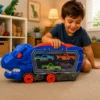 303394-1 Caminhão Tiranossauro Rex com Rampa e 04 Carrinhos - Azul