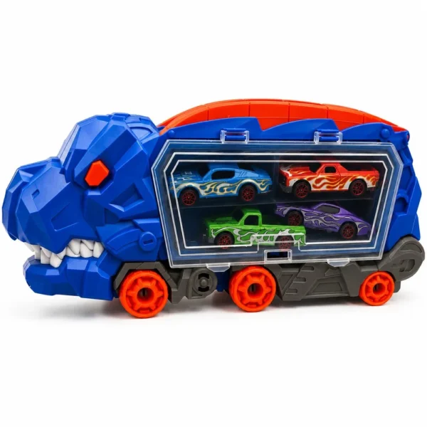 303394-2 Caminhão Tiranossauro Rex com Rampa e 04 Carrinhos - Azul - 2
