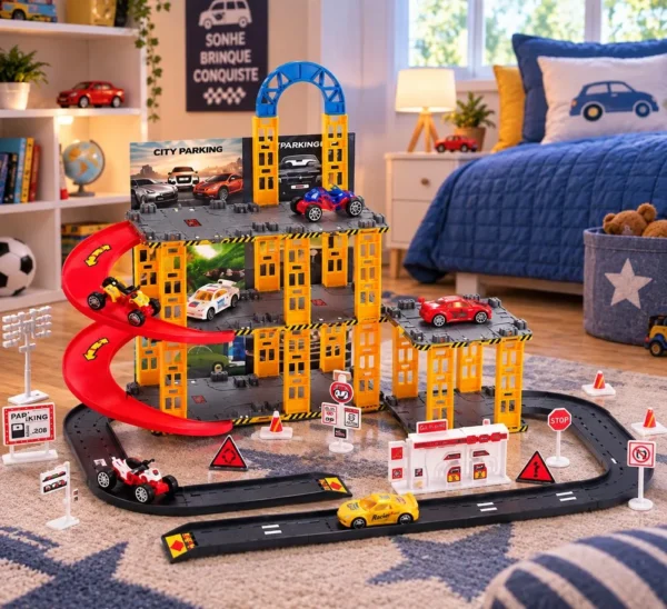 303400-5 Pista de Corrida Infantil com Garagem e 4 Carrinhos - 5