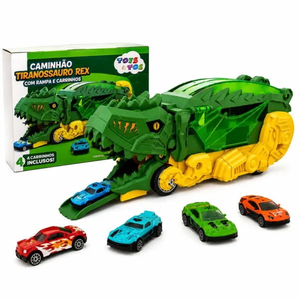 303448-1 Caminhão Dinossauro com 3 Mini Carrinhos - Verde
