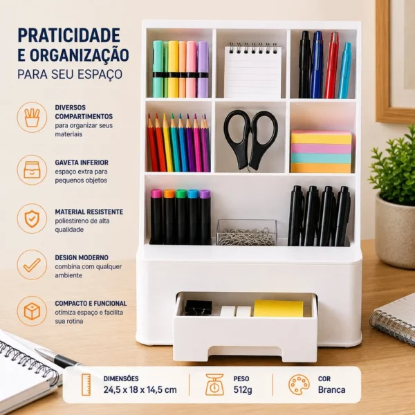 3035.E.0004-3 Organizador Multiuso de Mesa - Branca - 3