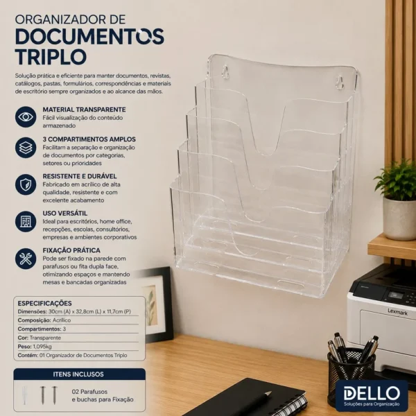 Organizador de Documentos Triplo - 3