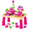 310156-3 Mesa Didática Infantil com 100 Peças Blocos de Montar e Figurinhas - Rosa - 3