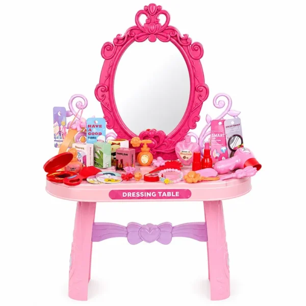310347-1 Penteadeira Infantil de Brinquedo com Espelho 46 Peças - Rosa