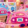 Rádio amplificador infantil Microfone Óculos infantil Rosa