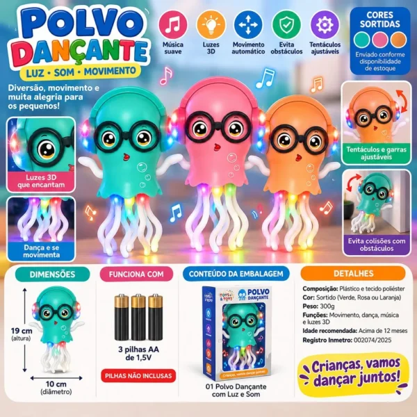 Polvo Dançante Infantil com Luz Som Música e Movimento