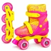 Patins 2 em 1 Glow Girl Unitoys Quad e Inline Ajustável 34 ao 37 Brinquedo -Rosa