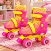 Patins 2 em 1 Glow Girl Unitoys Quad e Inline Ajustável 34 ao 37 Brinquedo -Rosa