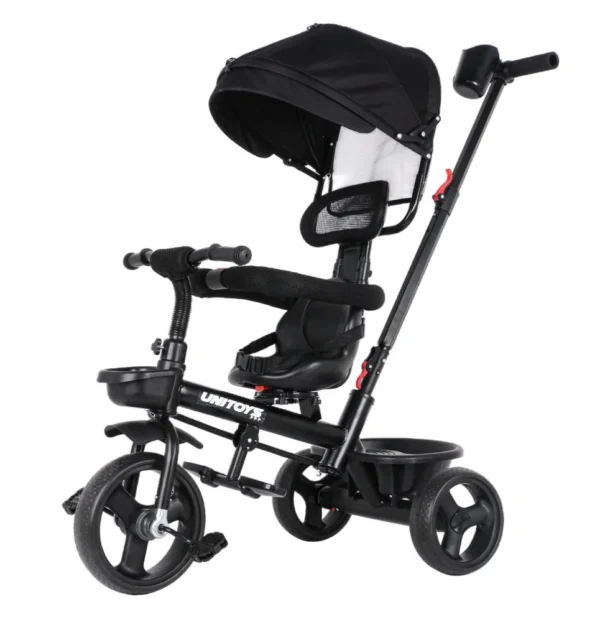 3337-1 Triciclo Com Empurrador Confort Preto