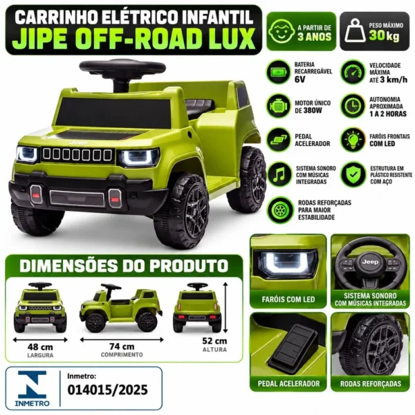 Carrinho Elétrico Infantil Jipe Lux - verde - 3