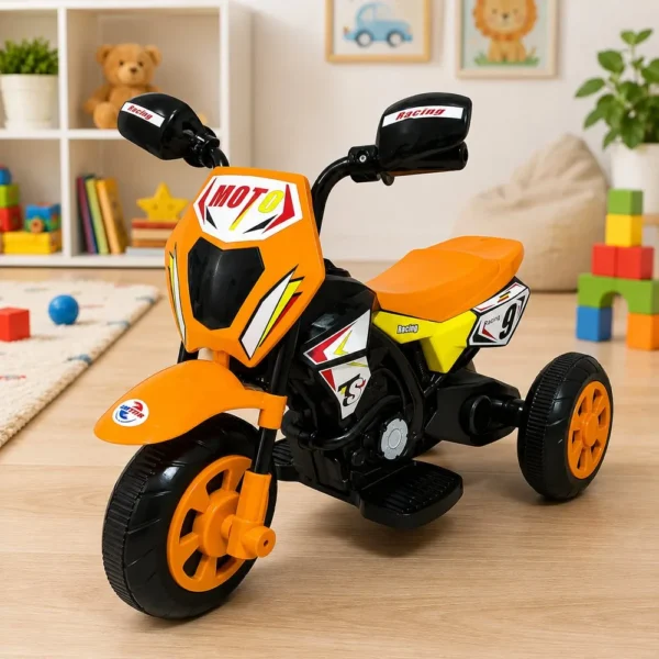 3677-3 Moto Elétrica Infantil Cross com Luz - Laranja - 3