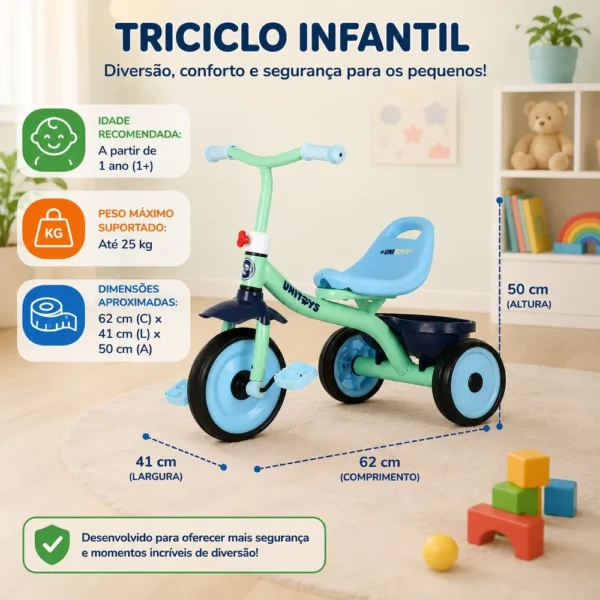 Triciclo Infantil com Pedais e Cestinha - 2