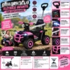 3731-3 Quadriciclo Elétrico com Empurrador Off Road - Rosa - 3