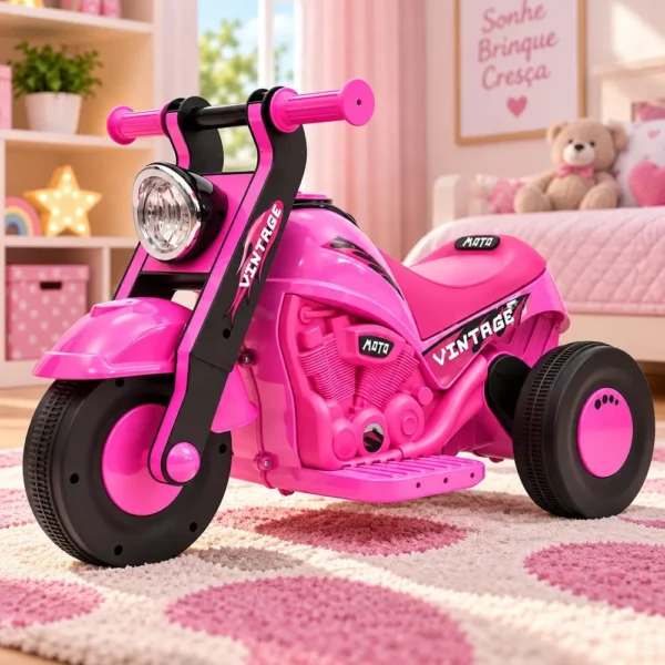 Moto Elétrica Infantil 6V Vintage - Rosa - 3