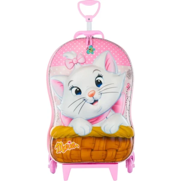 Mala Infantil Gatinha Marie 3D com Rodinhas - Rosa - 2
