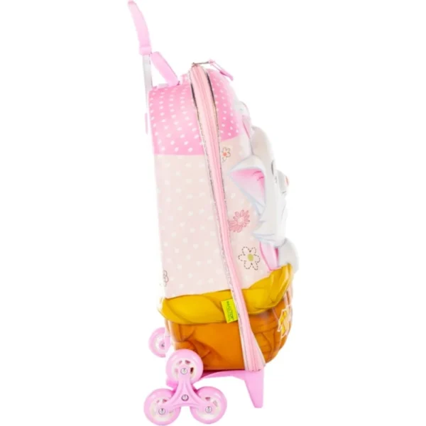 Mala Infantil Gatinha Marie 3D com Rodinhas - Rosa - 3