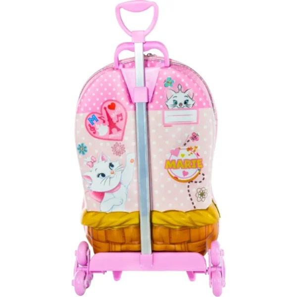 Mala Infantil Gatinha Marie 3D com Rodinhas - Rosa - 4