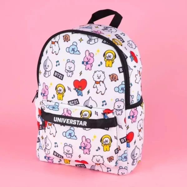 Mochila de Costa Escolar Personagens BT21 - Branca - 3