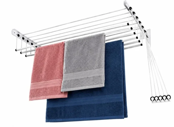 Varal de Teto em Aço 120cm com 10 Varetas - Branco - 5