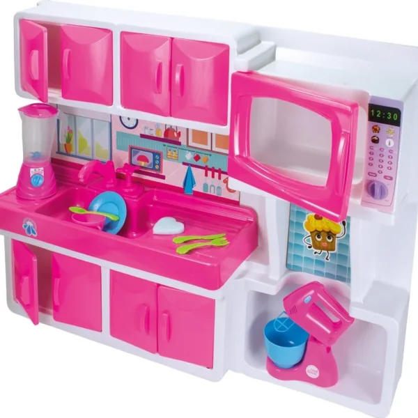 Cozinha Infantil Com Pia e Armário - Rosa